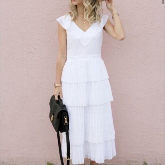 BANANA REPUBLIC ANGELIC GODDESS TIERED FLOWY SUMMER PARTY DRESS WHITE - 4 - Picture 2 of 9